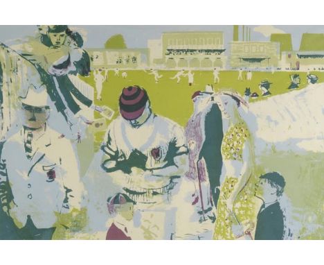 *La Dell (Edwin).  The Cricket Match,  colour lithograph, published by School Prints, framed and glazed    (1)NB: Condition N