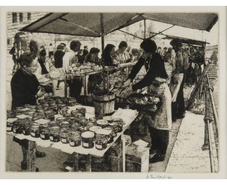 *Fairclough (Wilfred, 1907-1996). Market Place, 1984,  etching on wove paper, signed and dated in pencil, together with Neede