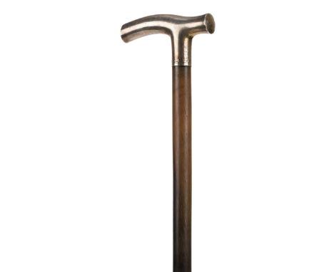 *Walking Stick. A Victorian Briggs black rhino horn walking stick,  with silver handle engraved on the collar 'Lord Clinton, 