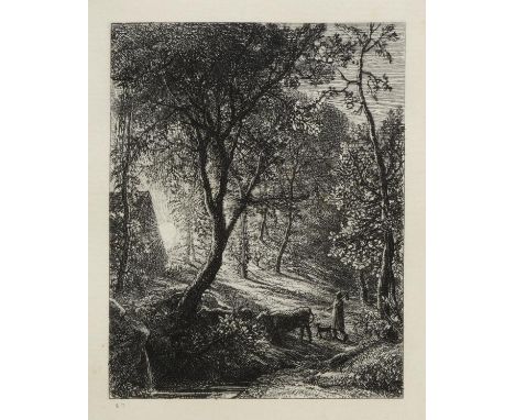 *Palmer (Samuel, 1805-1888). The Herdsman's Cottage, or Sunset, 1850,  etching on laid paper, with partial watermark 'INES', 