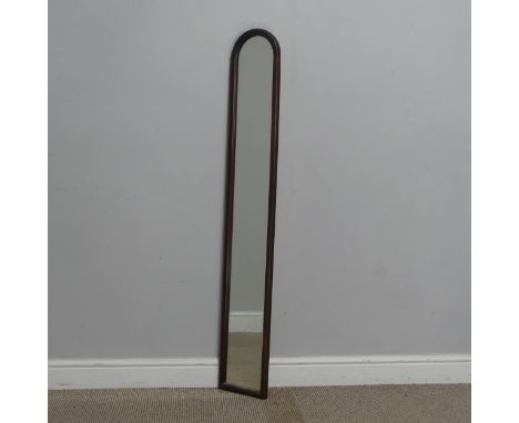 A vintage mahogany wall Mirror, bearing label for 'Pieterman', circa 1980, W 131 cm x H 21 cm.