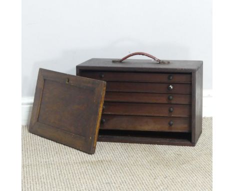 A 20th century oak tool Box, with fitted drawers and handle, together with a small quantity of vintage tools(a lot)