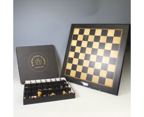 A boxwood Chess set by the English Chess Company London, together with chess board.