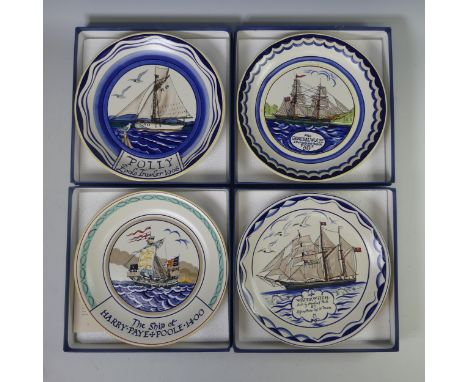 A set of four Poole Pottery limited edition plates for Compton and Woodhouse from the ‘Poole Ships’ collection, comprising ‘W