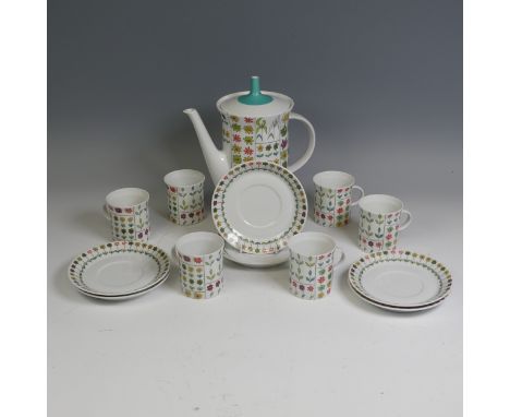 An Emilio Pucci for Rosenthal "Piemonte" porcelain Coffee Set, including; a coffee Pot, six cups, six saucers(13)