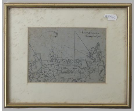 Welsh School (late 19th century), Llanfachreth Show 1893 (a fact), a humorous four-scene cartoon about Pig Judging; ‘At the s