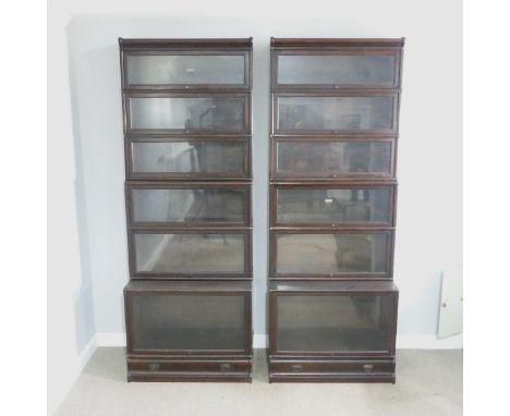 A large pair of early 20th century oak Globe Wernicke style stacking chapter Bookcases, by Simpole's Liverpool &amp; Manchest
