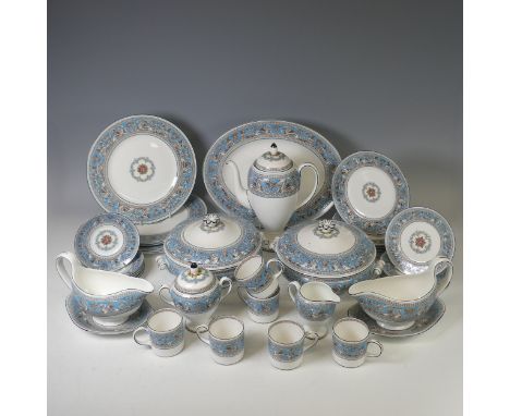 A Wedgwood Florentine Turquoise pattern part dinner and coffee Service, including; coffee pot, six cups and saucers, cream ju