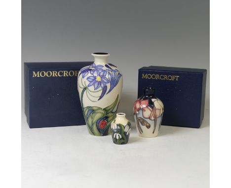 A Moorcroft pottery ‘Fly Away Home’ pattern vase, 2005, by Rachel Bishop, impressed and painted marks, 16cm high, with origin