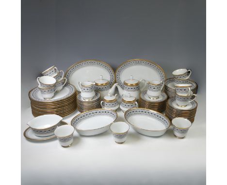 A Noritake Scheherazade part Dinner and Tea Service, decorated in transfer printed black and gold pattern, comprising twelve 