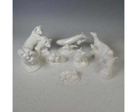 Eight Royal Doulton 'Images' of Nature Figures, including;&nbsp;Soul Mates HN4513, Dedication HN4173, Puppy Love HN4512, New 