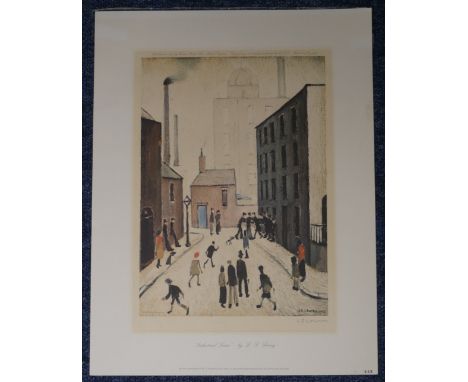 *After L S Lowry (British, 1887-1976), Industrial Scene,&nbsp;offset lithograph printed in colours, 1974, signed in pencil, p
