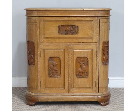 A Chinese carved hardwood bar/drinks Cabinet, W 75 cm x H 83 cm x D 38 cm.