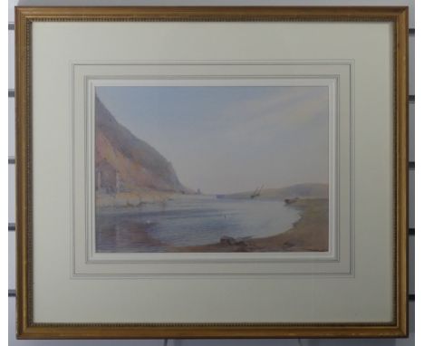 John White RBA, RI (1851-1933)&nbsp;Outflowing Tide, the mouth of the Axe, Axmouth, East Devon, watercolour, signed lower rig