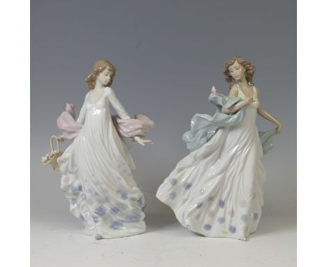 A boxed Lladro figure of 'Spring Splendor', No 5898, together with another boxed Lladro figure of 'Summer Serenade' No 6193(2