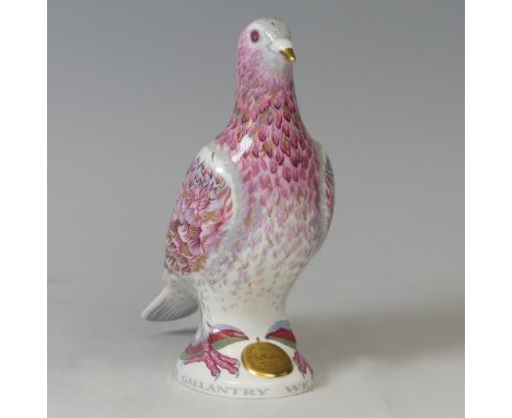 A Royal Crown Derby limited edition 'War Pigeon' Paperweight, with gold stopper (228/750).