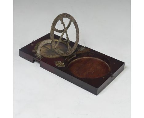 A rare late 18th century George Adams of London&nbsp;equinoctial navigational Compass/horizontal Sundial, c1760, housed in it