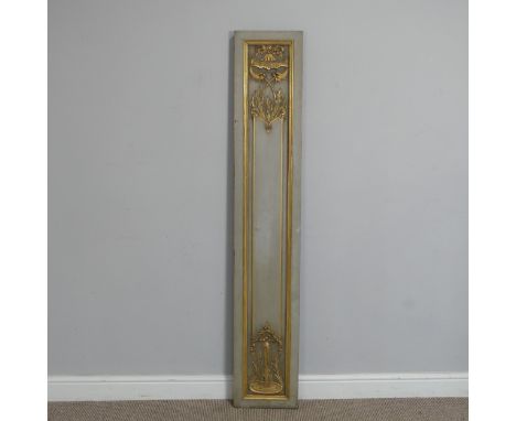 A 19th century French painted and giltwood Panel, stamped 'Tardif, Paris' to reverse, decorated with with a pair of giltwood 