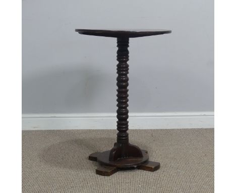 A Georgian style mahogany Torchere, W 47 cm x H 105 cm x D 47 cm, together with an oak barley twist side Table/Plant Stand, W