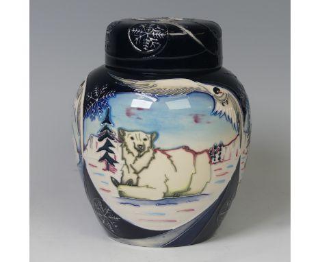 A Moorcroft pottery Collector’s Club ‘Arctic Tundra' pattern ginger jar, circa 2005, by Sian Leeper, numbered ‘MCC 358’, pain