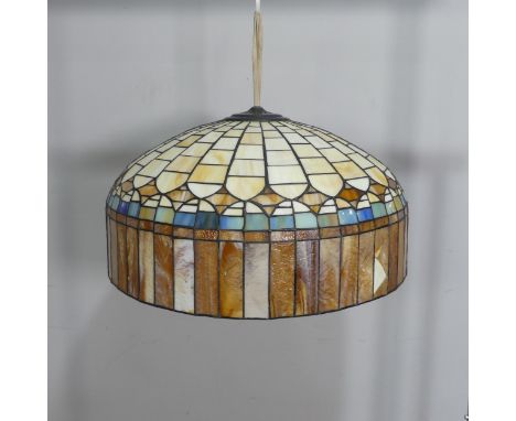 A Tiffany style stained glass hanging ceiling Light/Lamp, W 55.5 cm x H 30 cm x D 55.5 cm.