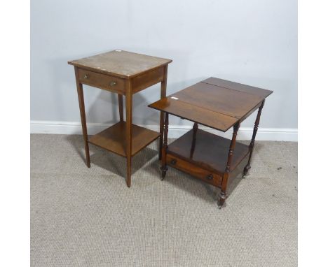 A 19th century rosewood drop-leaf Nightstand/side Table, with undertier fitted with single drawer, W 44 cm x H 57.5 cm x D 40