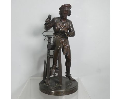 After Ernest Rancoulet (French 1842-1918), a large 19th century French bronze titled "Le Repousseur de la Renaissance", the b
