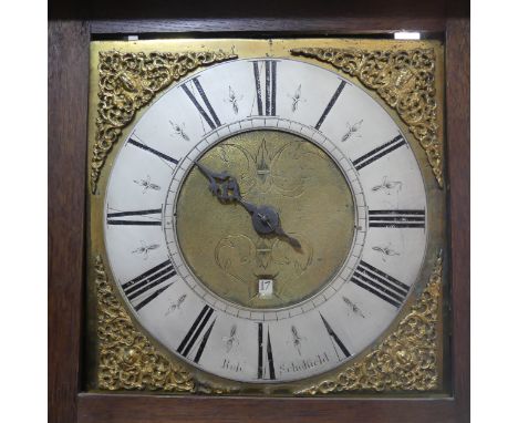An 18th century oak 30 hr Longcase Clock, the 10 inch dial applied with silver chapter with Roman numerals and signed 'Rob Sc