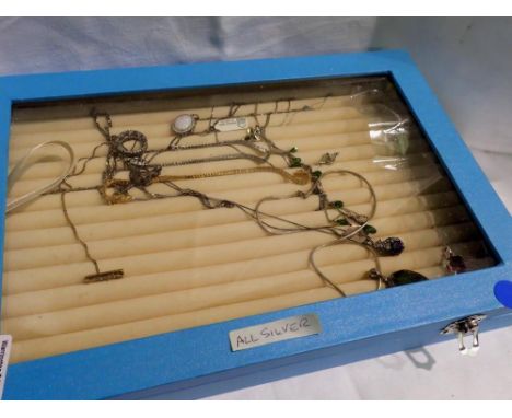 Box of silver pendant necklaces. UK P&amp;P Group 2 (£20+VAT for the first lot and £4+VAT for subsequent lots) 