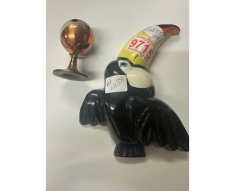 Ceramic wall toucan and a brass and copper bridge marker. UK P&amp;P Group 1 (£16+VAT for the first lot and £2+VAT for subseq