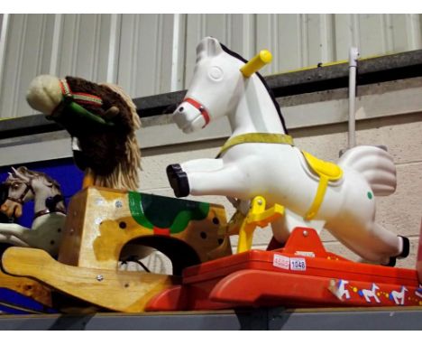 Peg Perfego Adventure plastic rocking horse and two further examples. Not available for in-house P&amp;P 