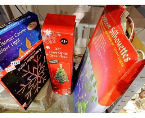 Shelf of mixed Christmas decoration. Not available for in-house P&amp;P 