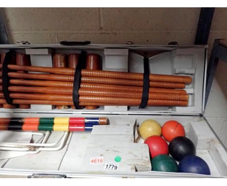 Cased Franklin Croquet set. Not available for in-house P&amp;P 