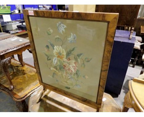 Maple framed fire guard and tapestry, 28 x 55 x 75 cm H. Not available for in-house P&amp;P