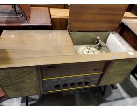 Monarch stereo record player in walnut, 106 x 68 cm H. Not available for in-house P&amp;P