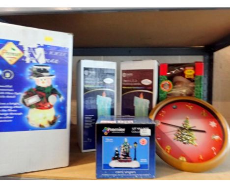 Shelf of mixed Christmas decorations to include LED candles. Not available for in-house P&amp;P 