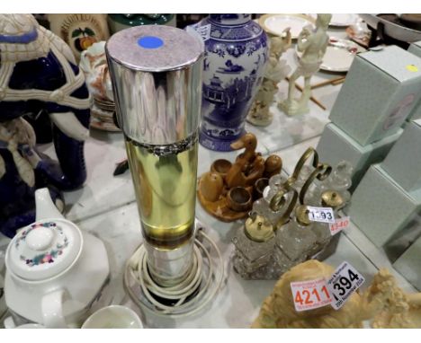 Electric chrome glitter lamp. All electrical items in this lot have been PAT tested for safety and have passed. This does not