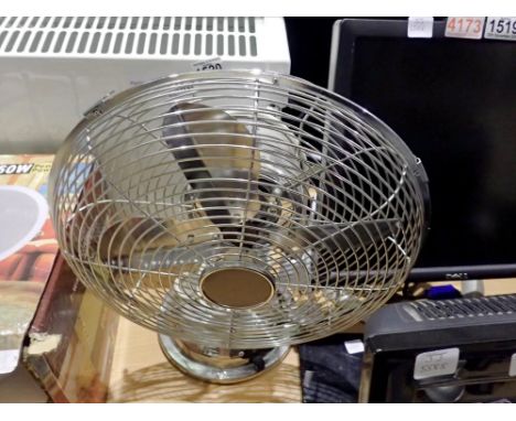 Chrome 3 speed table fan. All electrical items in this lot have been PAT tested for safety and have passed. This does not con