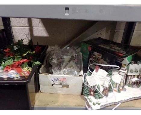 Shelf of mixed Christmas decorations to include illuminated items. All electrical items in this lot have been PAT tested for 