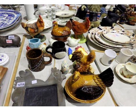 Collection of ceramic chickens. Not available for in-house P&amp;P 