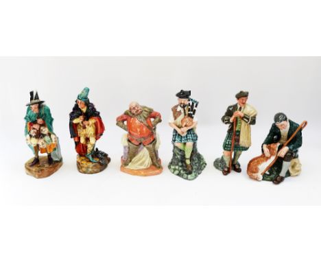 Six Royal Doulton ceramic figures comprising: The Master HN2325; The Laird HN2361; Falstaff HN2054; The Pied Piper HN2102; Th