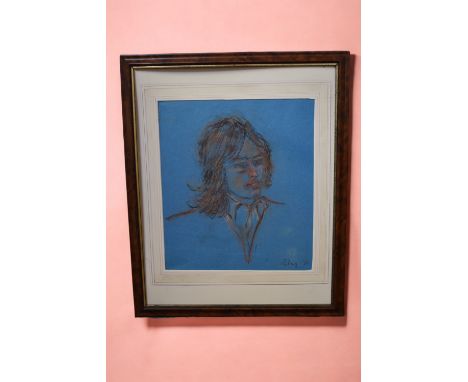 Harold Riley DL, DLitt, FRCS, DFA, ATC (1934-2023) Portrait of young man  pastel on blue paper, 36.5 x 31.5cm  signed and dat