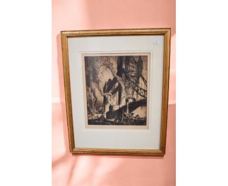 Frank Brangwyn (1867-1956, Welsh); Tower Bridge; etching on paper; pencil signed; 65cm x 53cm  Artist resale rights may apply