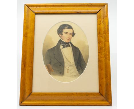 B. Baldwin (19th century), Portrait of Edward Morris (1822-1852), watercolour, oval, approx. 14cm x 19cm, signed and dated 18