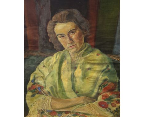 Niels Erik Esmann (20th century), Portrait of Alice Estrup, nee Hornemann (1900-2003), oil on canvas, 54.5cm x 75cm, signed t