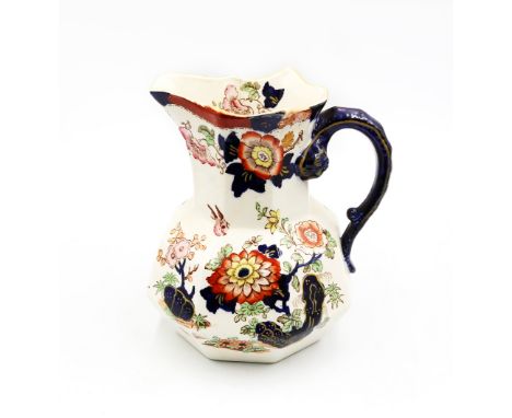 A Masons Ironstone Hydra jug, Mandalay pattern, Circa 1888. Size 18cm high. Condition some wear to enamels and crack to top r