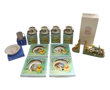 4 Royal Doulton collector plates &amp; 4 Royal Doulton cups &amp; saucers from the Winnie the Pooh collection, all boxed, tog