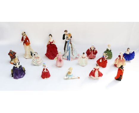 A collection of mixed Royal Doulton ceramic figures comprising; Sarah 1995 HN3384; Innocence 1978 HN2842; Anniversary 1994 HN