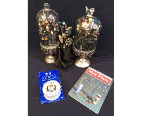 A mixed collection of 20th century hat pins: mostly costume, some base metal, glass set and modern decorative examples - one 