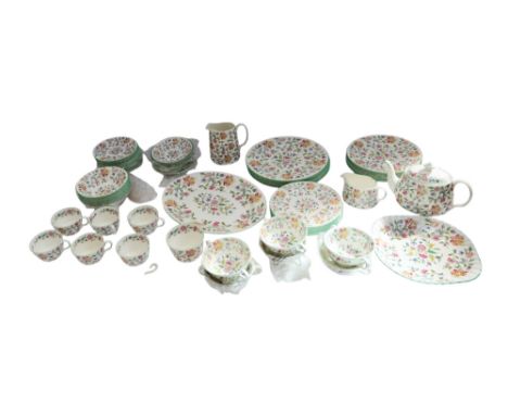 Minton - a full 6-place setting dinner/dessert service in the 'Haddon Hall' design to include 4 x lidded tureens, gravy boat 